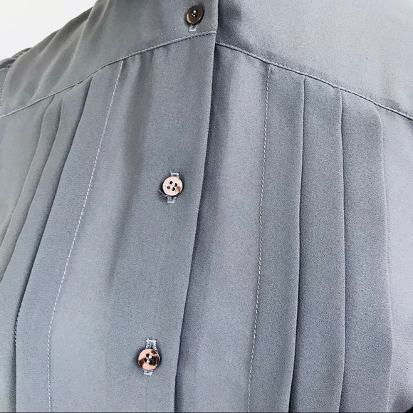 Oscar De La Renta Peter Pan Pleat Chiffon Blouse 8 - Picture 4 of 8